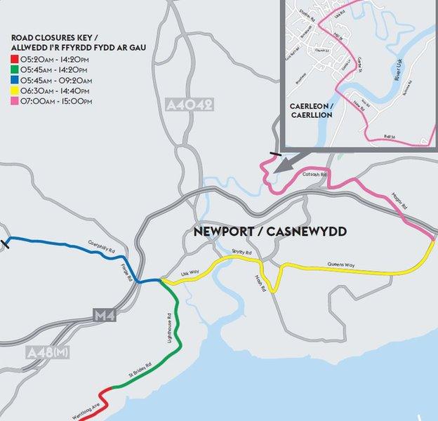 Velothon road closures in Newport