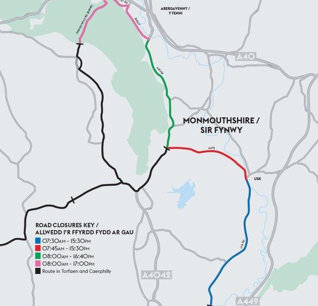 Velothon road closures in Monmouthshire