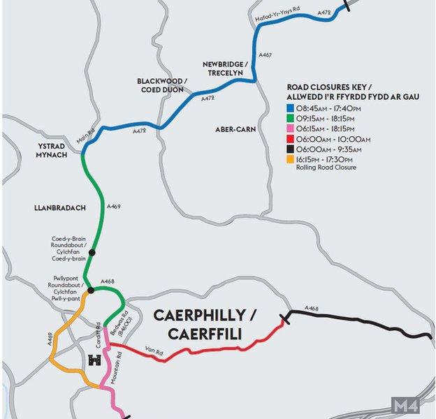 Velothon road closures in Caerphilly