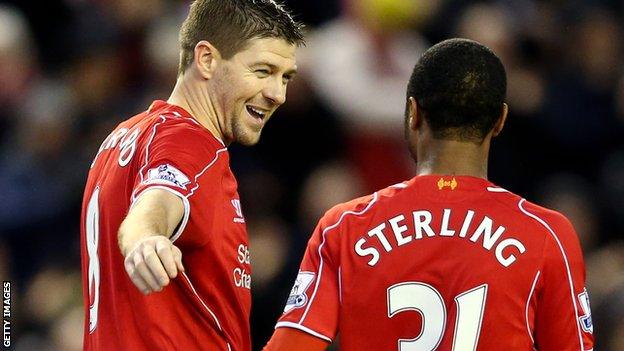 Steven Gerrard and Raheem Sterling