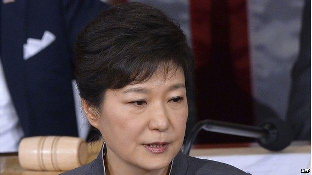 In this 8 May 2013 file photo, South Korean President Park Geun-Hye addresses a joint meeting of the US Congress at the US Capitol in Washington, DC.