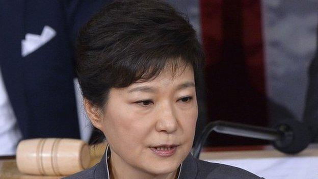 In this 8 May 2013 file photo, South Korean President Park Geun-Hye addresses a joint meeting of the US Congress at the US Capitol in Washington, DC.