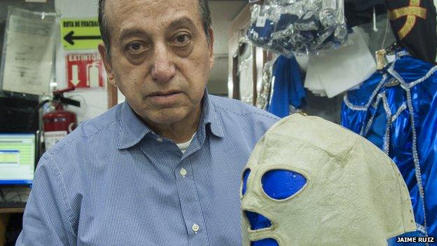 Victor Martinez with a mask being made