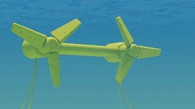 Illustrative underwater turbines