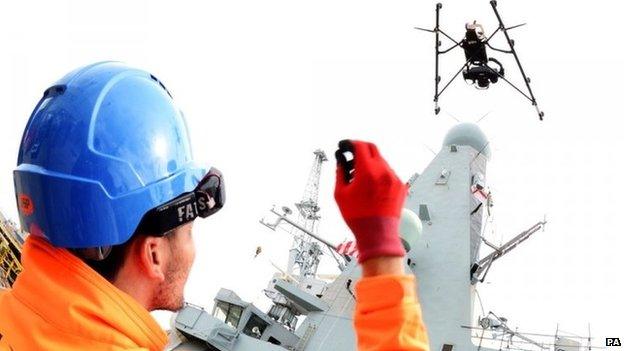 Drone inspecting HMS Diamond