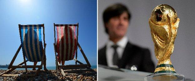 Deckchairs on a beach and the World Cup