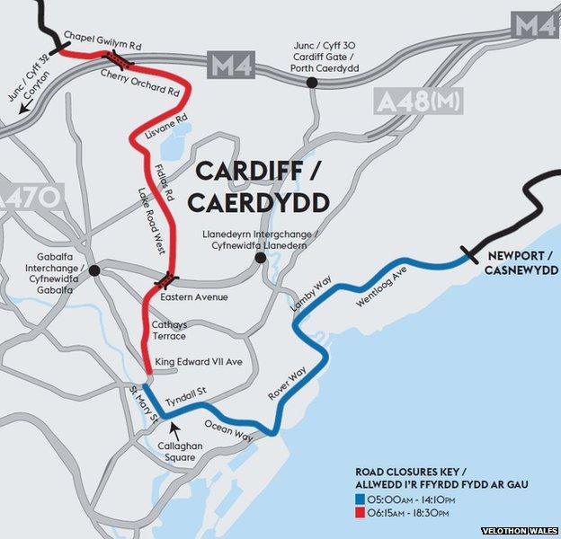 Velothon Road closures in Cardiff