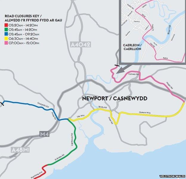 Velothon road closures in Newport