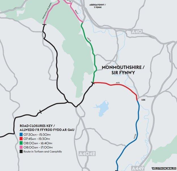 Velothon road closures in Monmouthshire