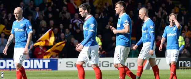 Rangers players looking dejected