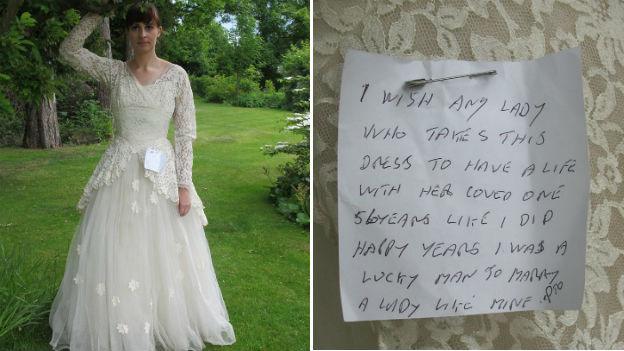 Wedding dress and note