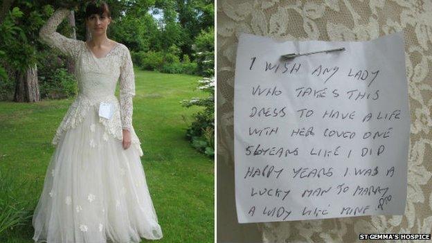 Wedding dress and note