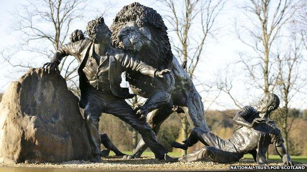 Lion statue is in the grounds of the David Livingstone Centre