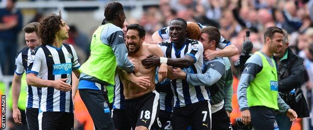 Newcastle players celebrate