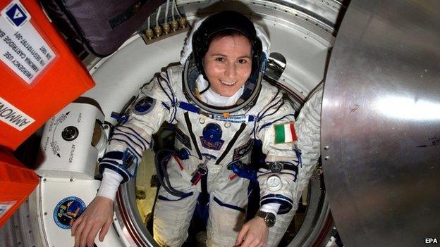 Samantha Cristoforetti, of Italy, in undated handout picture from Nasa