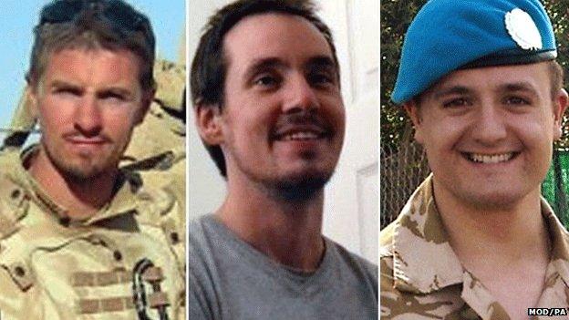 Cpl James Dunsby, L/Cpl Edward Maher and L/Cpl Craig Roberts