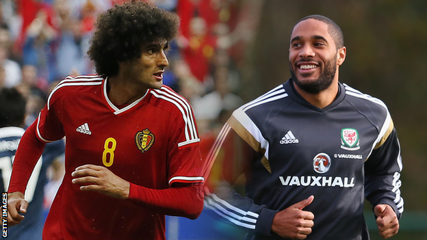 Marouane Fellaini and Ashley Williams both played in the 0-0 draw between Belgium and Wales in Euro 2016 qualifying in November.