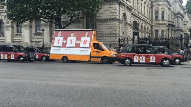 Cabs with posters