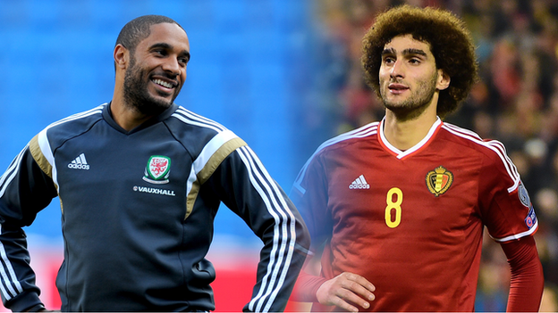 Marouane Fellaini and Ashley Williams both played in the 0-0 draw between Belgium and Wales in Euro 2016 qualifying in November.