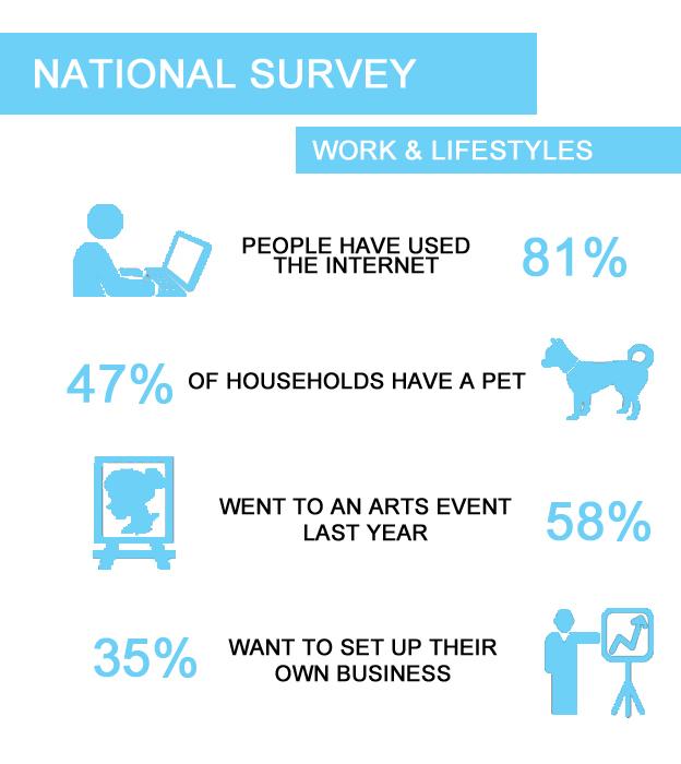 National Survey infographic - work and lifestyle statistics