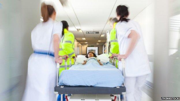 Nurses with hospital patient