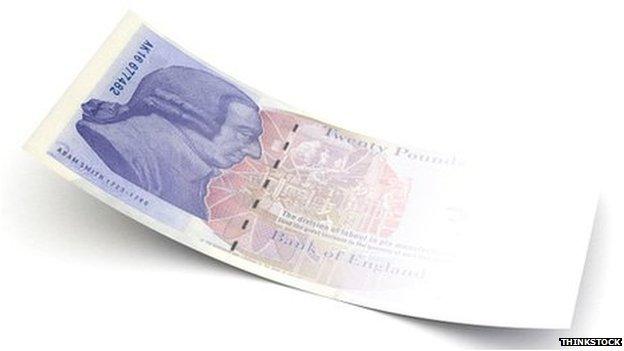 Fading £20 note