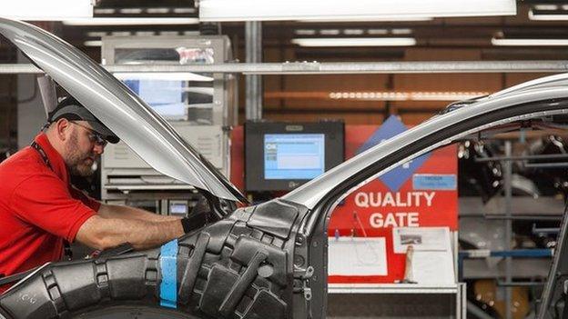 Nissan worker on production line