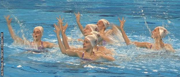 The Austrian synchro team in training prior to the accident