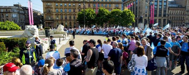 Glasgow Warriors fans gather in George Square