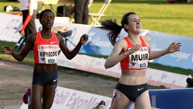 Laura Muir wins the 1,500m