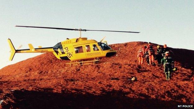 Helicopter on the top of Ayers rock 12 June 2015