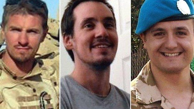 Cpl James Dunsby, L/Cpl Edward Maher and L/Cpl Craig Roberts