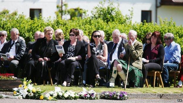 mourners outside church