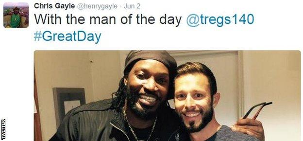 Chris Gayle Peter Trego tweet