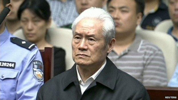 Zhou Yongkang attends his sentence hearing in a court in Tianji in China on 11 June 2015.