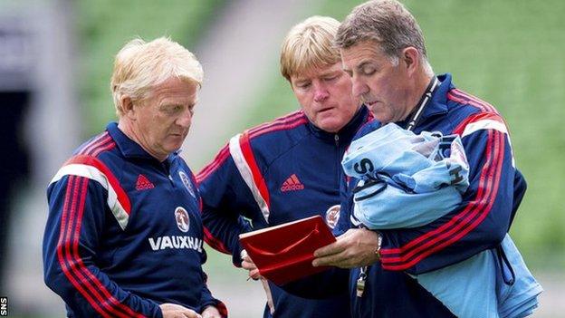 Scotland manager Gordon Strachan and assistants Stuart McCall and Mark McGhee