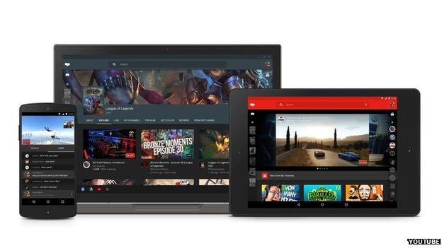 YouTube gaming apps and site