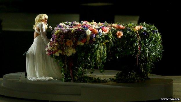 Lady Gaga performs at the start of the European Games in Azerbaijan