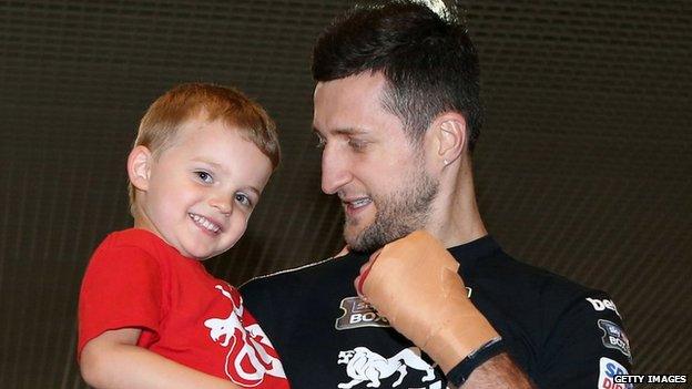 Carl Froch poses with son Rocco