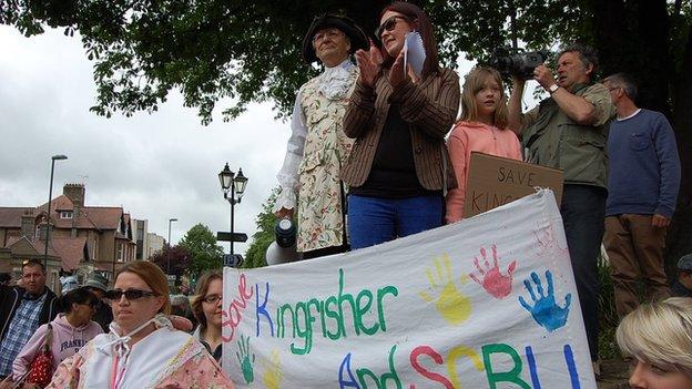 Naomi Patterson (centre) with other campaigners in Dorchester