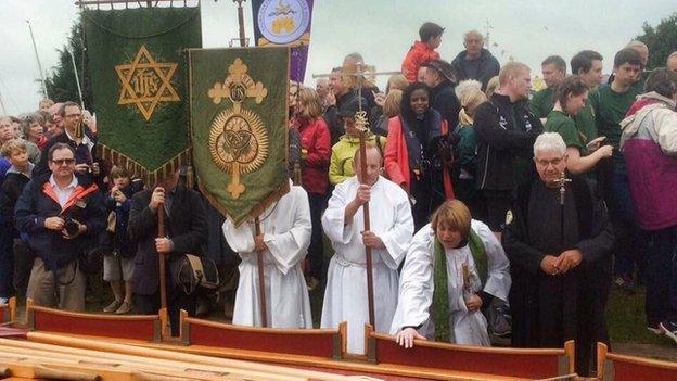 The Queen's barge being blessed in Cookham