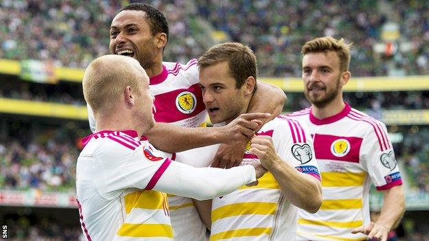 Scotland celebrate Shaun Maloney's leveller in Dublin