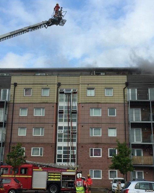 firefighters at flat