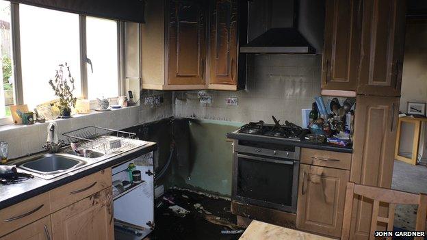 John Gardner's kitchen after the fire