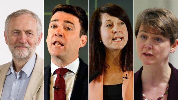 Jeremy Corbyn, Andy Burnham, Liz Kendall, Yvette Cooper