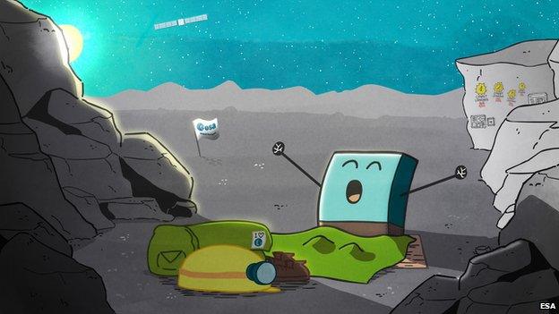 An image provided by the Esa shows an artist's impression of the Philae lander awakening from hibernation