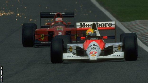 Ayrton Senna and Nigel Mansell at Portugal, 1990