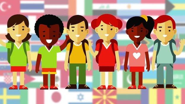 children and flags