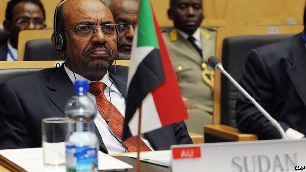 file photo taken on January 27, 2013 shows Sudan"s President Omar al-Bashir attending the 20th Ordinary Session of the Assembly of the Heads of State and Government (OSOA) during an African Union meeting in Addis Ababa