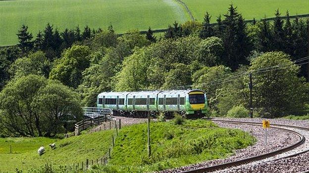 Train on Borders rail line